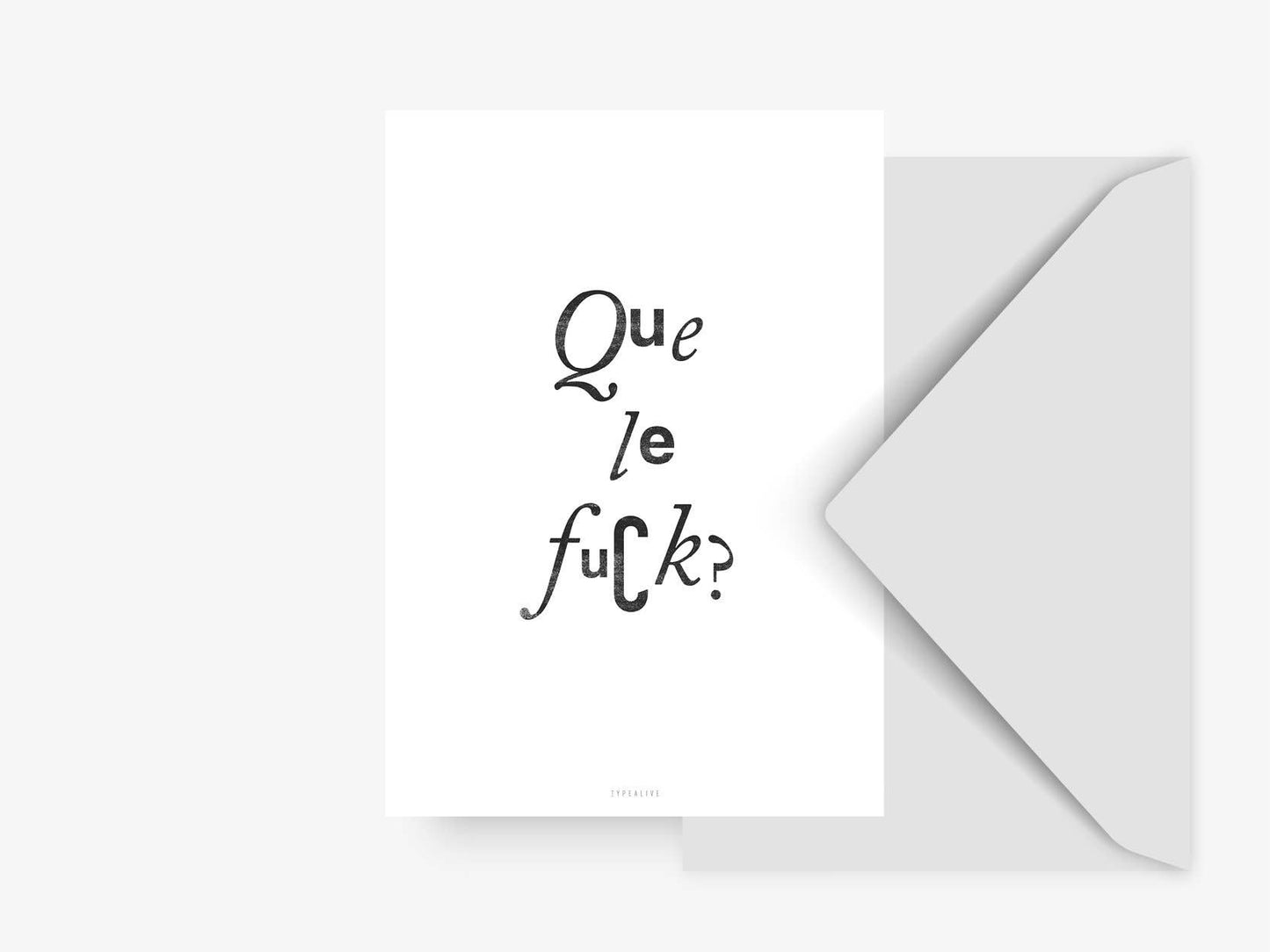 Postkarte Que le Fuck? A6 mit Couvert BlissBox.ch Papeterie Schweiz