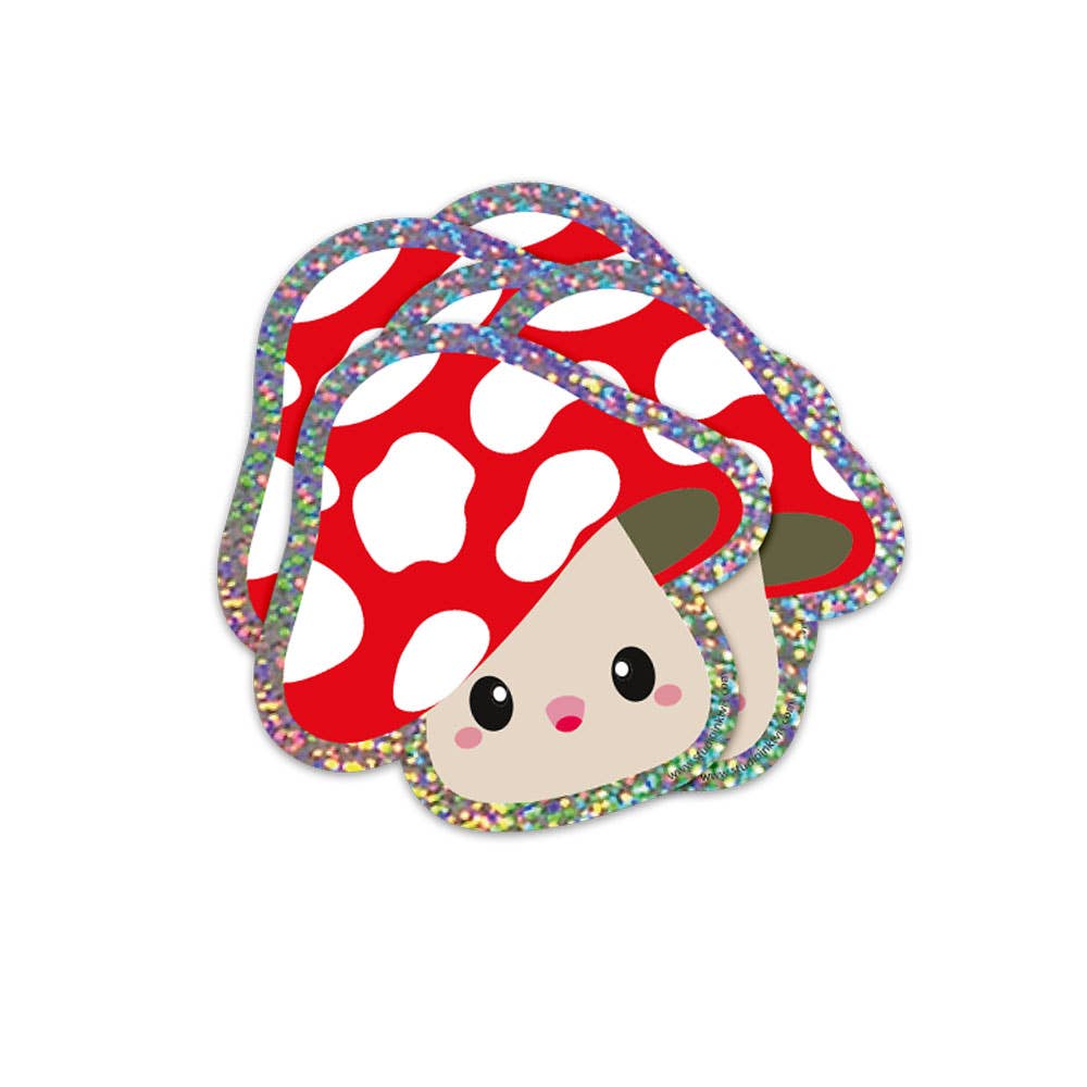 Sticker Fliegenpilz Glitzer - BlissBox.ch Schweiz Papeterie