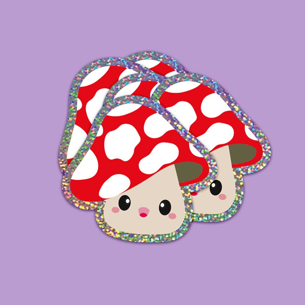 Sticker Fliegenpilz Glitzer - BlissBox.ch Schweiz Papeterie