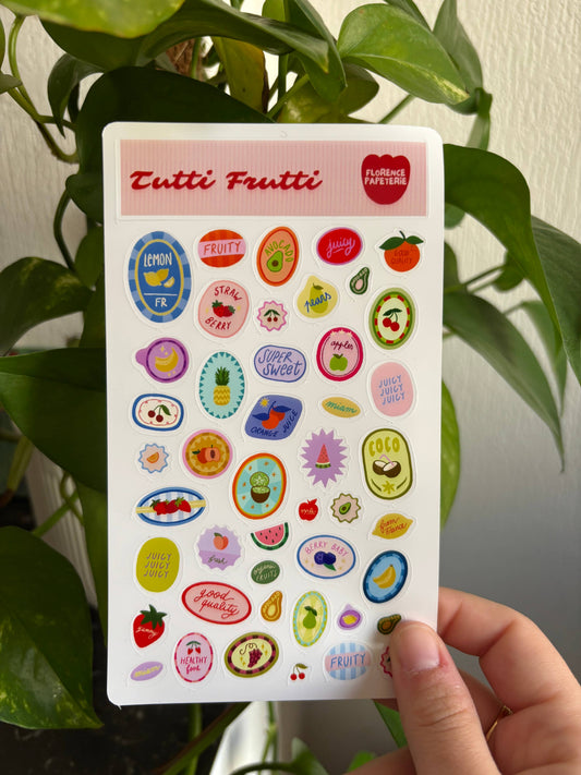 Florence Papeterie Tutti Frutti Stickerbogen Journaling BlissBox.ch Schweiz