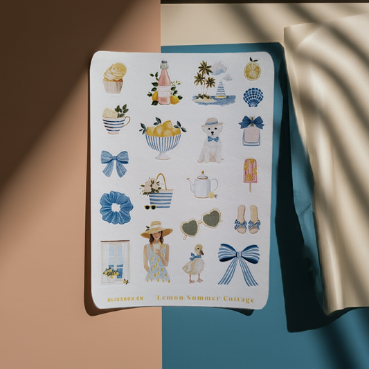 Stickersheet BlissBox.ch Lemon Summer Cottage Papeterie Chur Schweiz