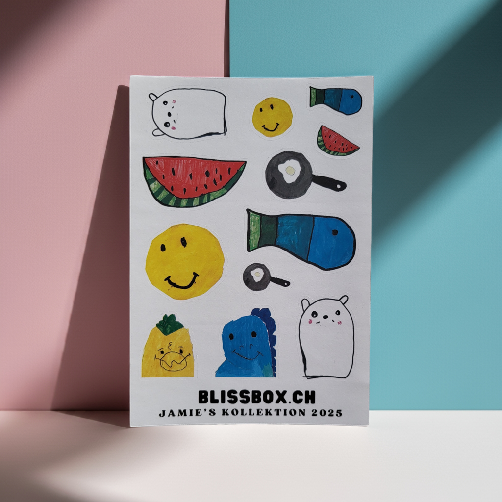 Stickersheet Jamie's Kollektion Kinderzeichnungen Papeterie Schweiz Chur
