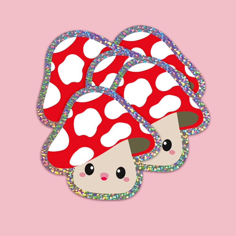Sticker Fliegenpilz Glitzer - BlissBox.ch Schweiz Papeterie