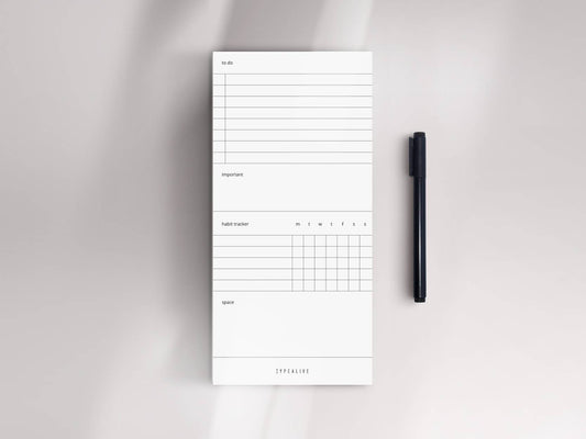 Schmaler DIN-lang-Notizblock mit 50 blanko Blättern Papeterie BlissBox.ch