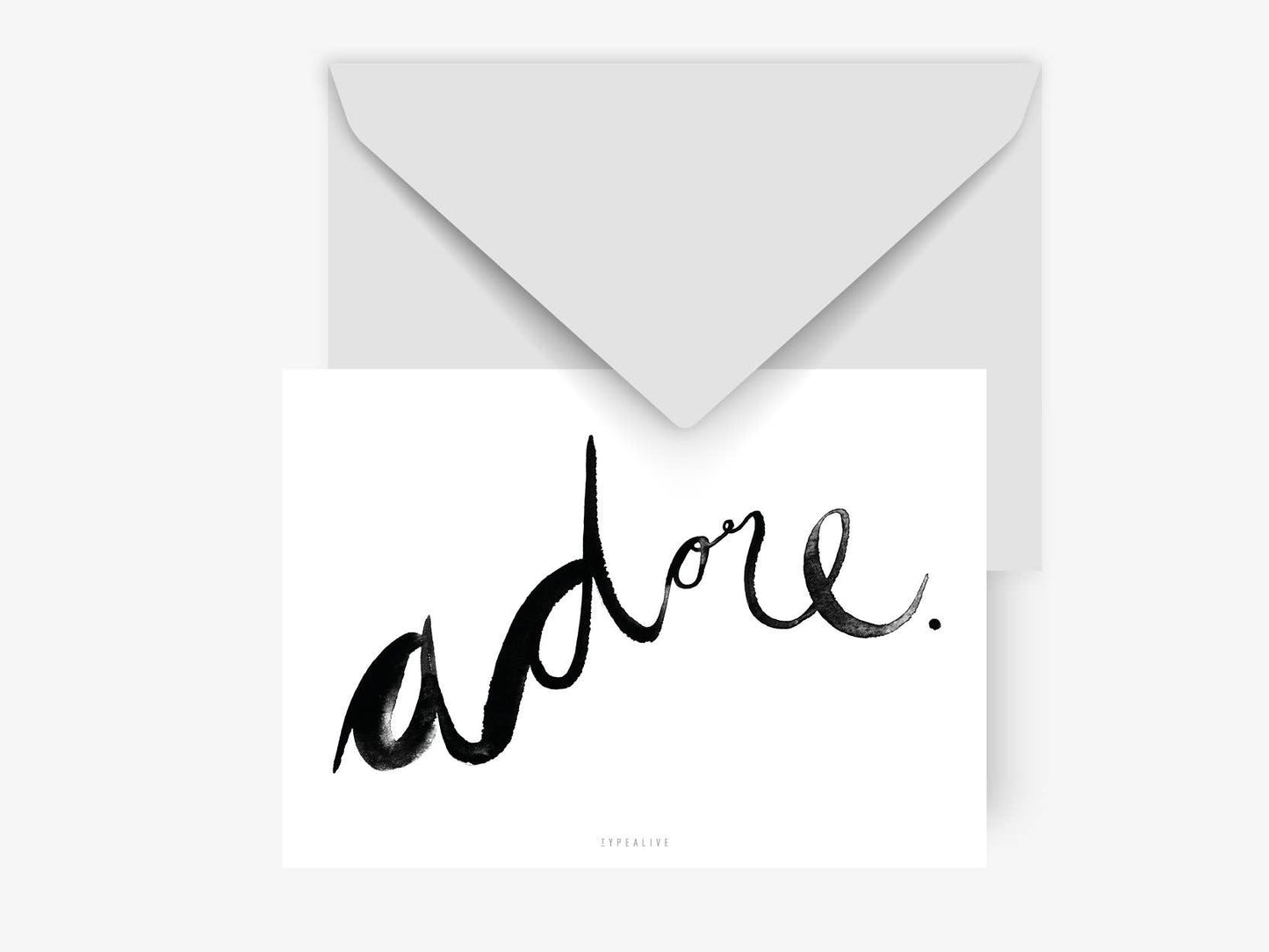 Postkarte mit Couvert adore BlissBox.ch Papeterie Schweiz C6 A6