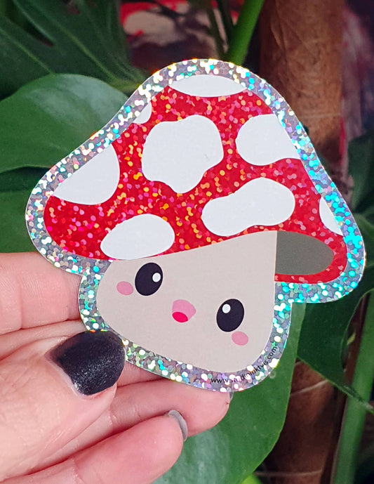 Sticker Fliegenpilz Glitzer - BlissBox.ch Schweiz Papeterie
