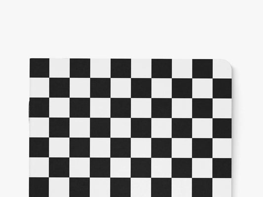 Notizheft „Checkerboard“ A5 mit schwarz-weissem Schachbrettmuster, BlissBox.ch Schweiz Papeterie