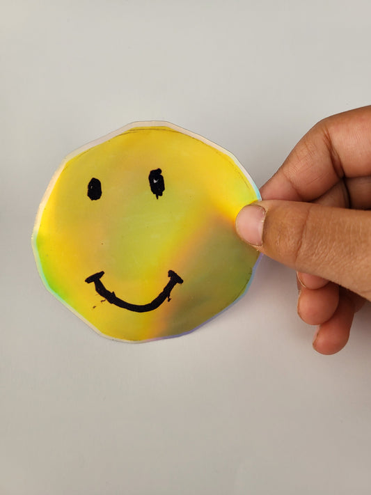Sticker - Smiley SILBERFOLIE gross (auslaufend)