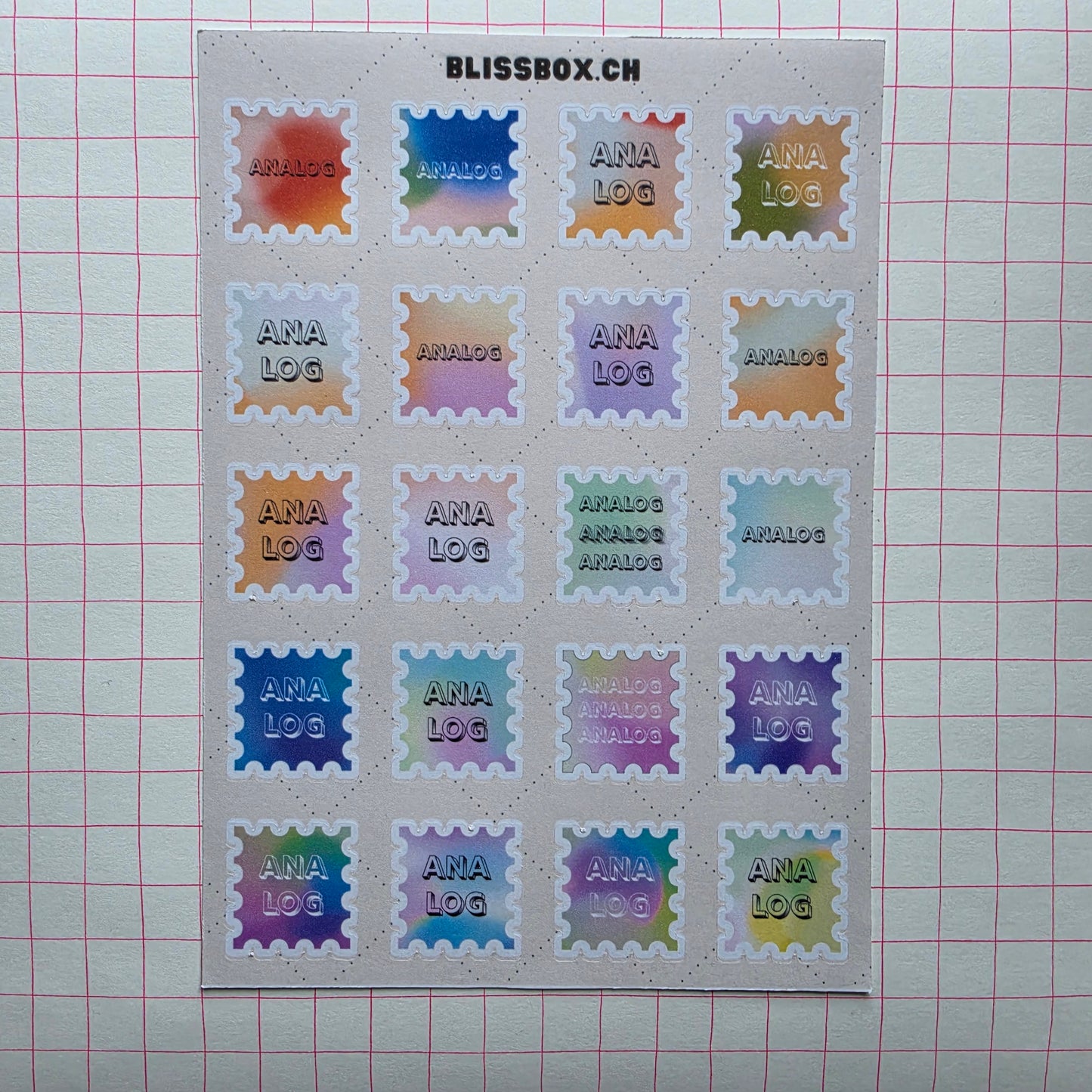 BlissBox Stickerbogen Analog Briefmarken