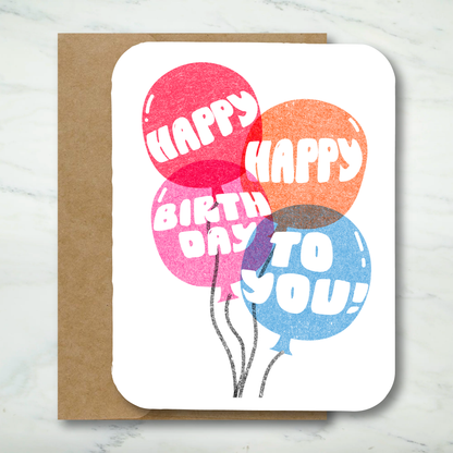 Grusskarte Happy Birthday to you Balloons – BlissBox.ch Papeterie Schweiz