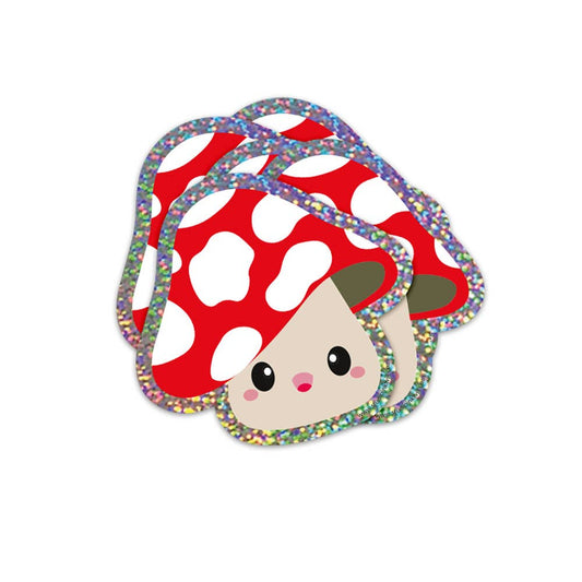 Glitzer Sticker  Roter Fliegenpilz mit weissen Punkten