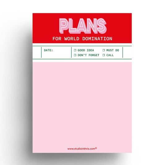 Notizblock "Plans for World Domination" A6