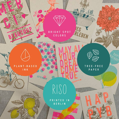 Risograph Postkarte A6 - Blauwal