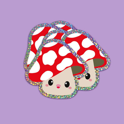 Sticker Fliegenpilz Glitzer - BlissBox.ch Schweiz Papeterie
