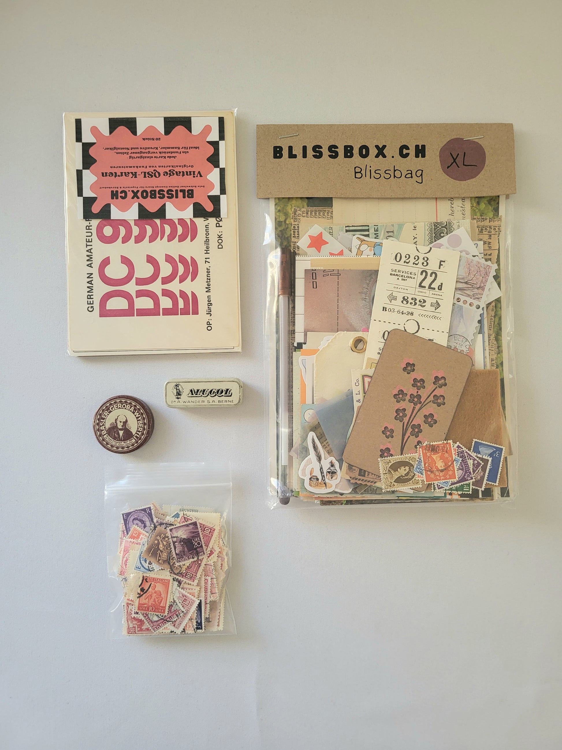 BlissBox.ch BlissBag XL Vintage Papeterie Set Journaling Scrapbooking Schweiz