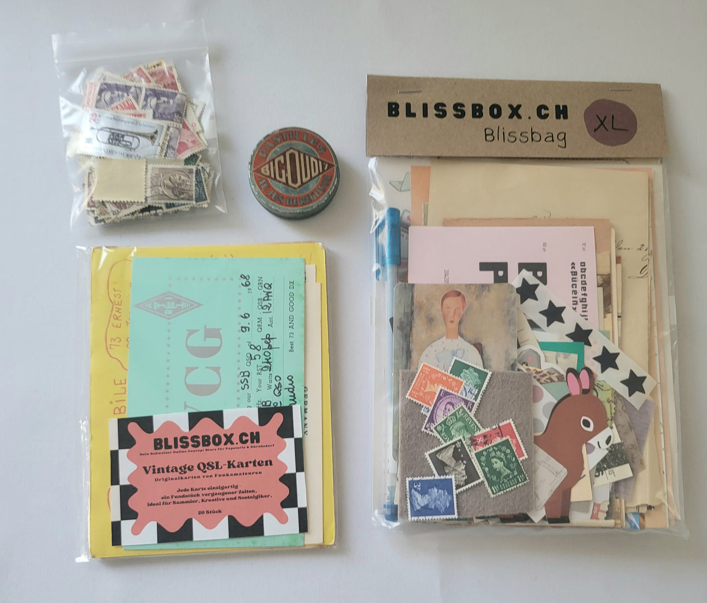 BlissBox.ch BlissBag XL Vintage Papeterie Set Journaling Scrapbooking Schweiz