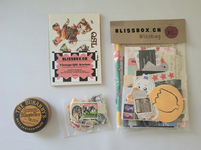 BlissBox.ch BlissBag XL Vintage Papeterie Set Journaling Scrapbooking Schweiz