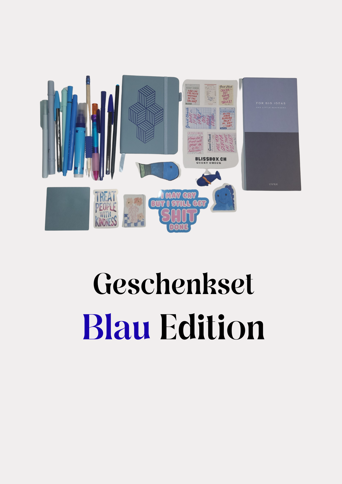 Geschenkset Blau Edition BlissBox.ch Papeterie Set Chur Schweiz