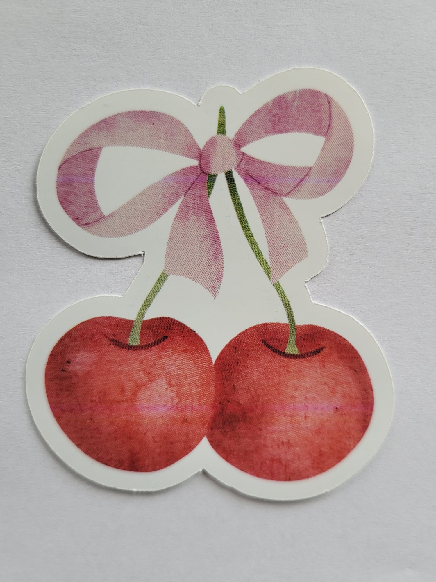 BlissBox.ch Vinyl Sticker Kirschen mit rosa Schleife Papeterie Chur Schweiz