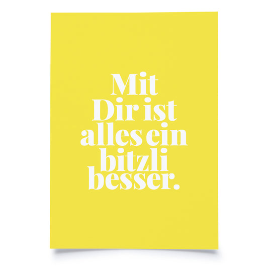 Postkarte Mit Dir ist alles ein bitzli besser.  | BlissBox.ch Papeterie Schweiz