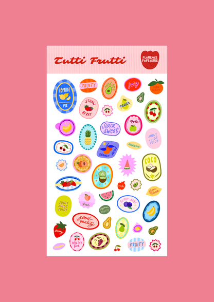 Florence Papeterie Tutti Frutti Stickerbogen Journaling BlissBox.ch Schweiz