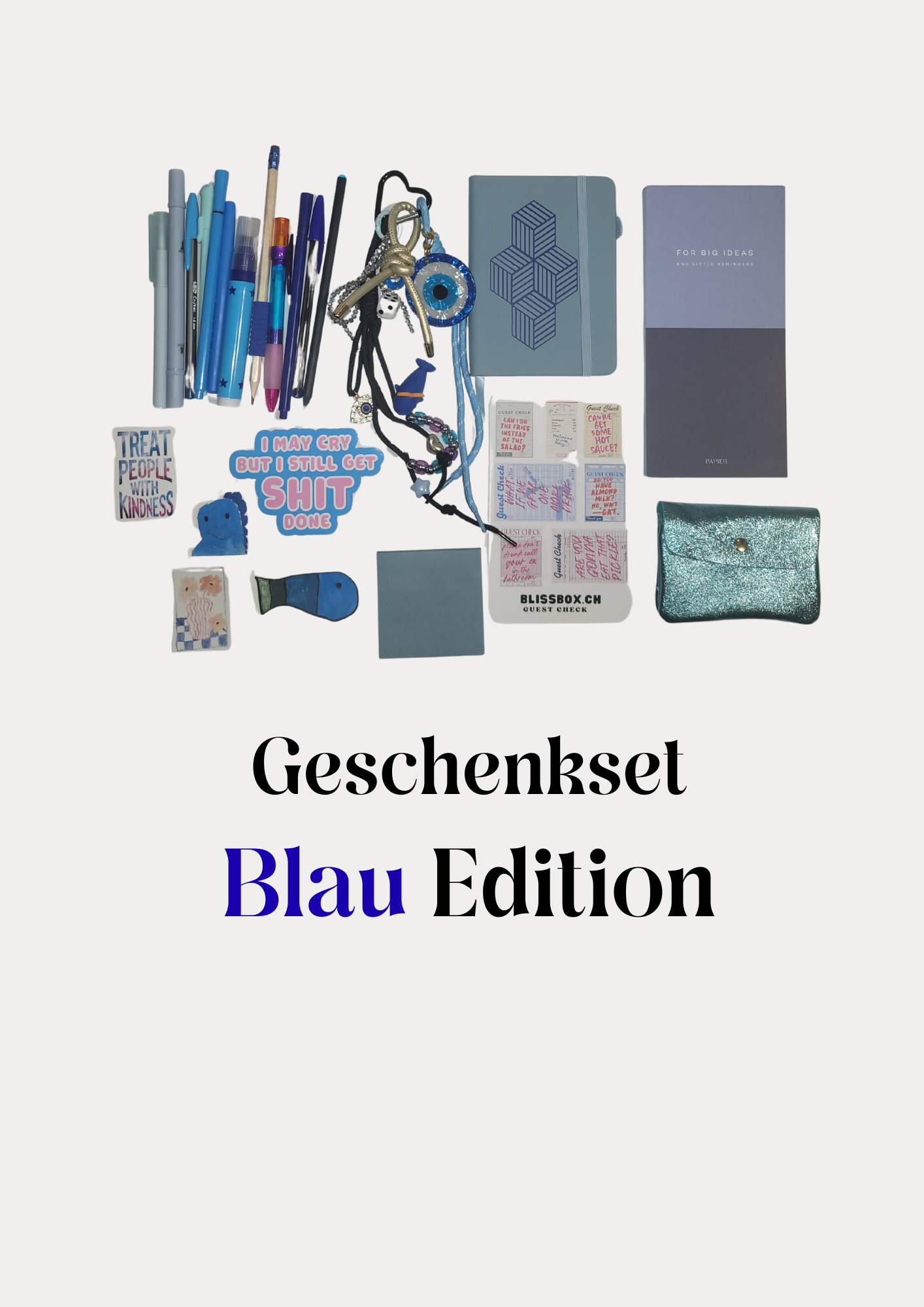 Geschenkset Blau Edition BlissBox.ch Papeterie Set Chur Schweiz