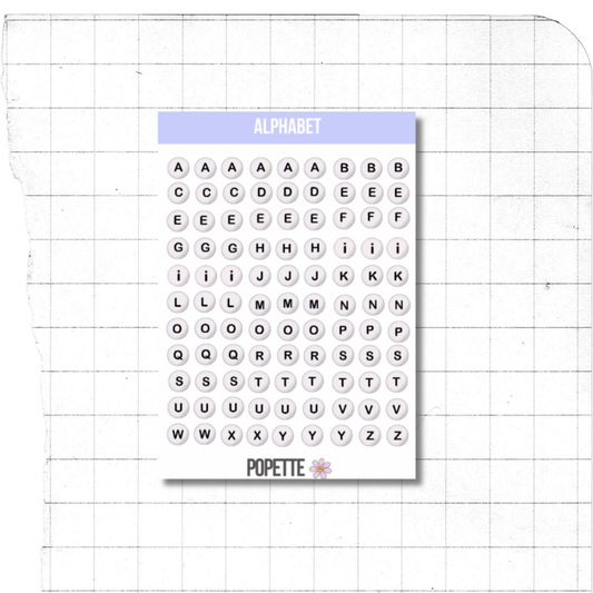 Popette Alphabet Sticker Sheet BlissBox.ch Papeterie Schweiz