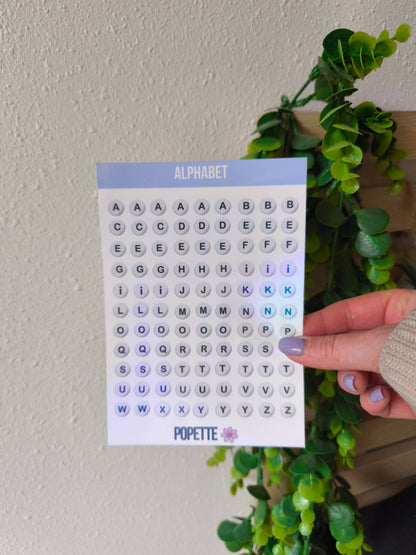Popette Alphabet Sticker Sheet BlissBox.ch Papeterie Schweiz 