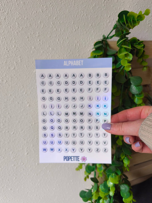Popette Alphabet Sticker Sheet BlissBox.ch Papeterie Schweiz 