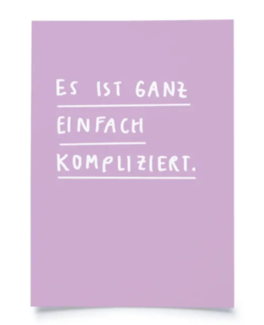 Postkarte Es ist ganz einfach kompliziert  BlissBox.ch Papeterie Schweiz