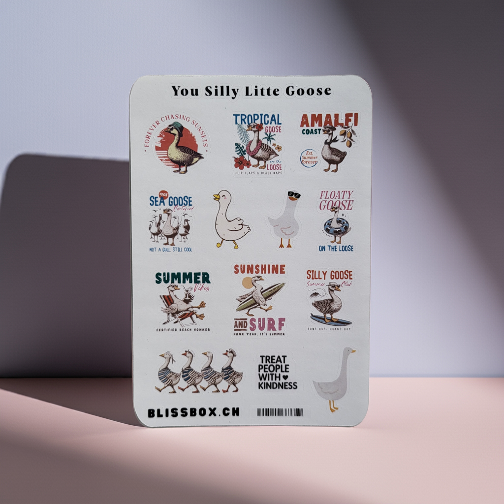 Stickersheet BlissBox.ch You Silly Little Goose Papeterie Schweiz Chur