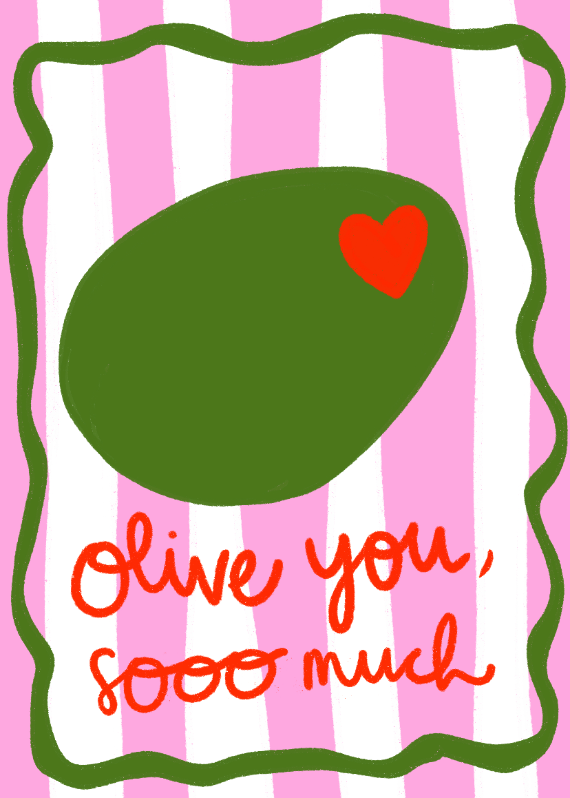Studio Kumimi Postkarte Olive You BlissBox.ch Papeterie Schweiz