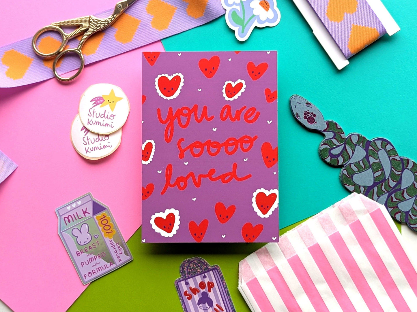 Studio Kumimi Postkarte You are so loved BlissBox.ch Papeterie Schweiz