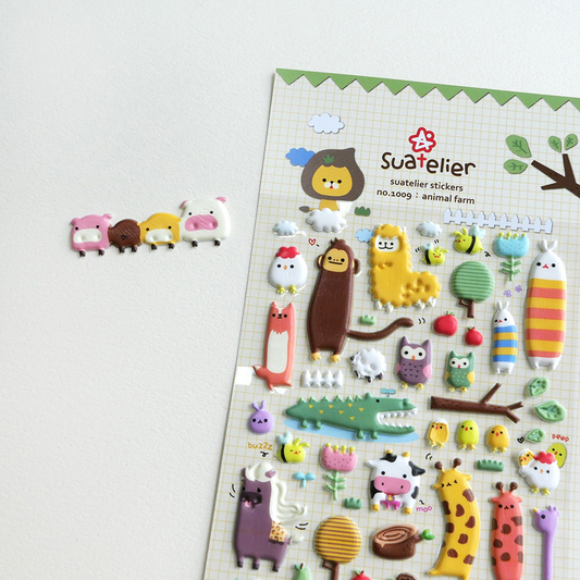 Suatelier Daily Deco Sticker animal farm Sticker Sheet Papeterie Schweiz BlissBox.ch