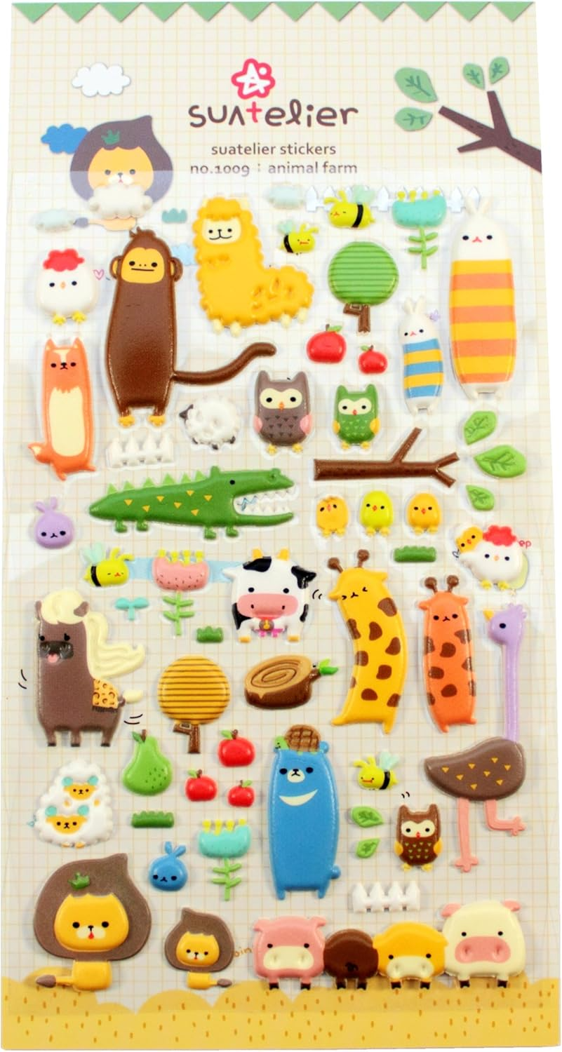 Suatelier Daily Deco Sticker animal farm Sticker Sheet Papeterie Schweiz BlissBox.ch