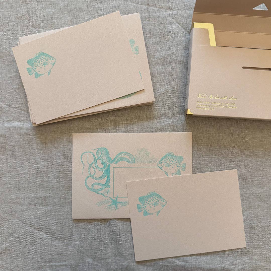 Togethery Notizkarten Set Fisch RIsograph BlissBox.ch Papeterie Schweiz