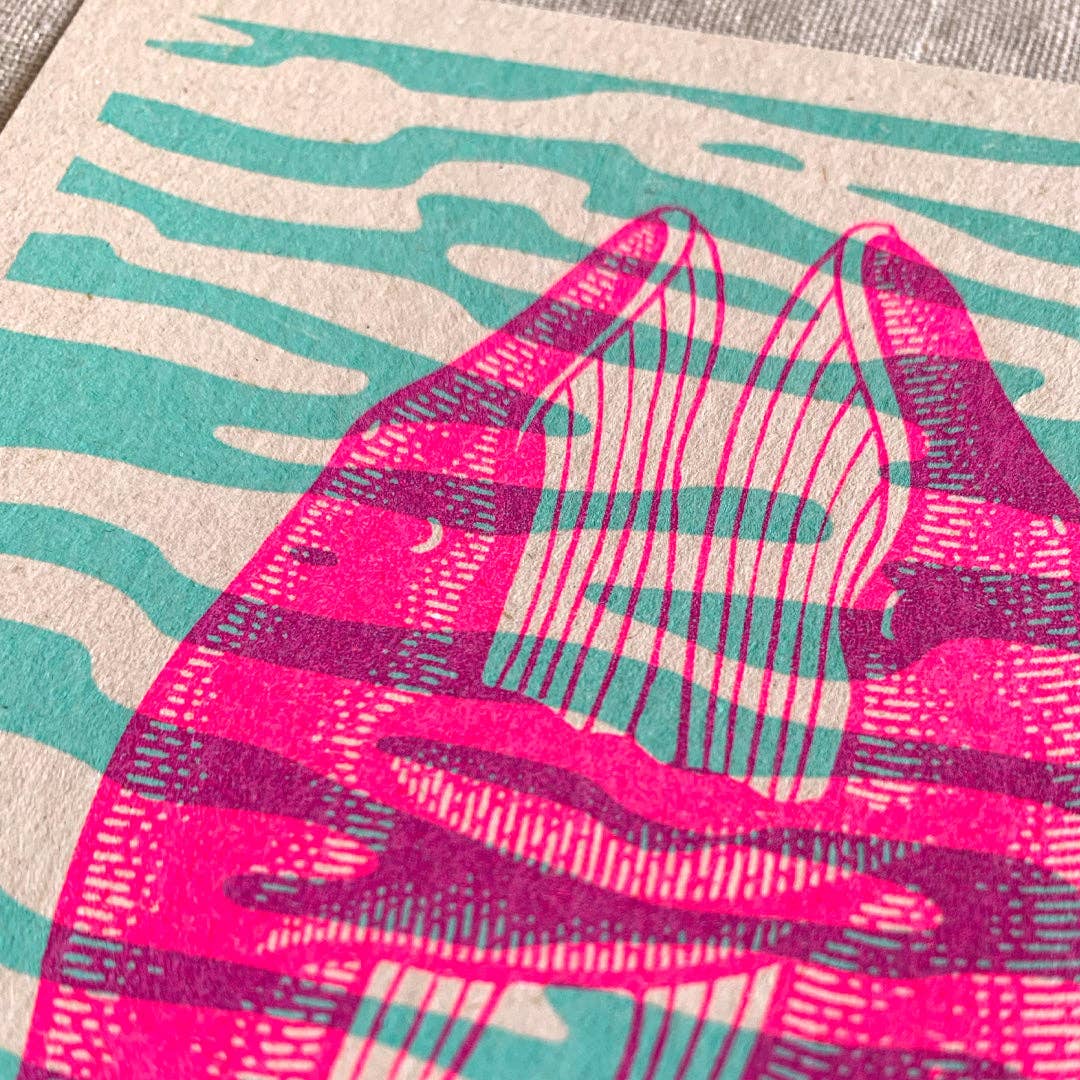 Risograph Postkarte A6 - Blauwal