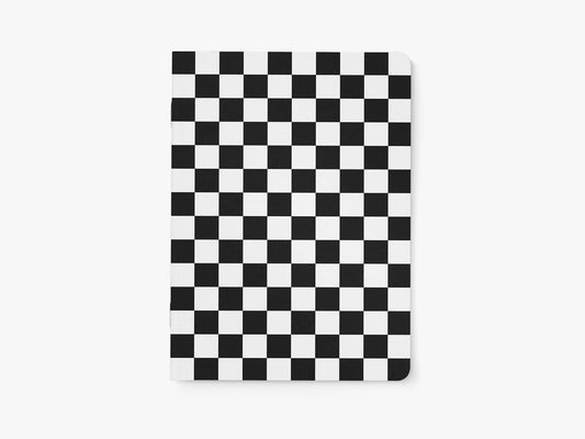 Notizheft „Checkerboard“ A5 mit schwarz-weissem Schachbrettmuster, BlissBox.ch Schweiz Papeterie