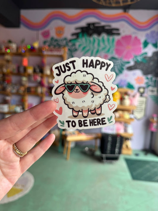 Sticker "Just Happy To Be Here" Schaf